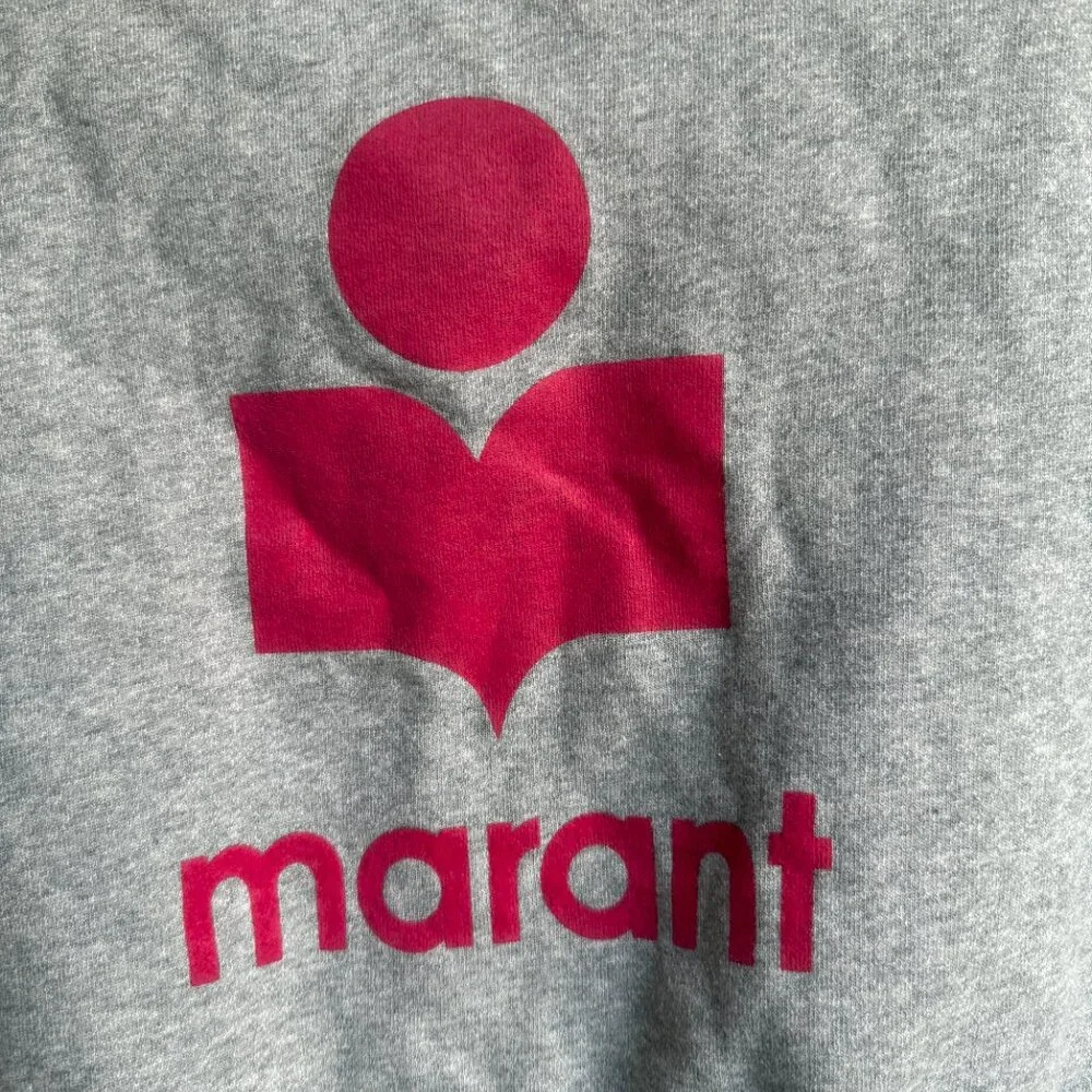 Etoile Isabel Marant Graphic Print Mock Neck Sweater Grey & Pink - Picture 4 of 6